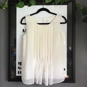 LOFT cream pleated tank.